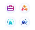 Portfolio, Chemistry experiment and Chemistry molecule icons set. Bitcoin mining sign. Vector