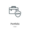 Portfolio outline vector icon. Thin line black portfolio icon, flat vector simple element illustration from editable gdpr concept Royalty Free Stock Photo