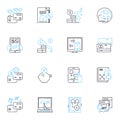 Portfolio resource linear icons set. Showcase, Presentation, Exhibit, Display, Compilation, Collection, Archive line