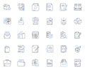 Portfolios and sheets line icons collection. Display, Showcase, Storage, Organization, Presentation, Portfolio, Folder