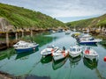 Boats moored in PorthClais Harbour, Pembrokeshire, South Wales