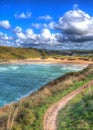 Porthcothan Cornwall England UK Cornish north coast between Newquay and Padstow in colourful HDR Royalty Free Stock Photo