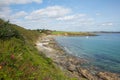 Porthcurnick Cornwall coast view Roseland peninsula blue sea Royalty Free Stock Photo