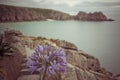 Porthcurno Bay Beach Rock Cliff Royalty Free Stock Photo