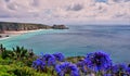 Porthcurno Beach and Cliffs in Cornwall England