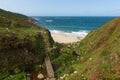 Portheras Cornwall path to secluded beach and cove on the Cornish coast South West of St Ives Royalty Free Stock Photo