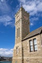 Clock tower of the Bickford-Smith Institute in Porthleven, Cornwall on May 11, 2021 Royalty Free Stock Photo