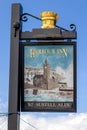 View of the Harbour Inn sign in Porthleven, Cornwall on May 11, 2021 Royalty Free Stock Photo