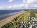 Caravan and camping, static home aerial view