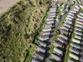 Caravan and camping, static home aerial view