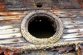 Porthole on old wooden ship Royalty Free Stock Photo