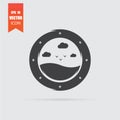 Porthole icon in flat style isolated on grey background