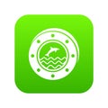 Porthole icon green vector