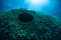 Porthole of Shipwreck in Caribbean Sea Royalty Free Stock Photo