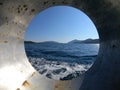 Porthole View While Sailing in Greece