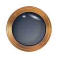 Porthole window icon. Safe round metalic spaceship illuminator decent. Vector steel window hole. Cruise aircraft