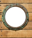 Porthole and wooden wall Royalty Free Stock Photo
