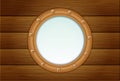 Porthole on wooden wall