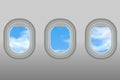 portholes of airplane