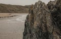 Porthor, The Whistling Sands - the texture of the rocks. Royalty Free Stock Photo