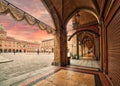Portico on main square of Bologna Royalty Free Stock Photo