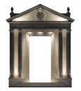 Portico on a white background. Architectural elements of the classic building facade. 3D rendering