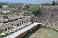 Porticus post scaenam and Pulpitum of Roman Theatre at Aphrodisias Archaeological Site, AydÃÂ±n Province, Turkey Royalty Free Stock Photo