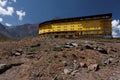 Portillo Mountains and Hotel Chile Royalty Free Stock Photo