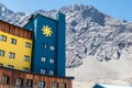 Portillo Mountains and Hotel Chile Royalty Free Stock Photo