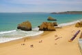 PORTIMAO, PORTUGAL - MAI 24, 2019: View on the beach Portimao in Algarve, Portugal Royalty Free Stock Photo