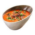 Portion of blended tomato soup with meatballs Royalty Free Stock Photo