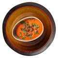 Portion of blended tomato soup with meatballs Royalty Free Stock Photo