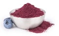 Fresh made Blueberry Powder over white Royalty Free Stock Photo