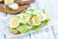 Portion of boiled Eggs (sliced) Royalty Free Stock Photo