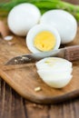 Portion of boiled Eggs (sliced) Royalty Free Stock Photo