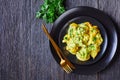 Portion of Cheesy Broccoli bake on a plate