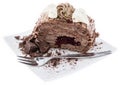 Portion of Chocolate Cake on white Royalty Free Stock Photo