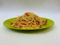 Portion of chow mein - Chinese stir-fried noodles with vegetables Royalty Free Stock Photo