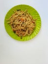 Portion of chow mein (Chinese stir-fried noodles with vegetables) Royalty Free Stock Photo