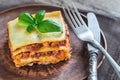 Portion of classic lasagne Royalty Free Stock Photo