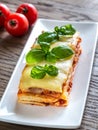 Portion of classic lasagne Royalty Free Stock Photo