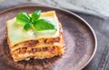 Portion of classic lasagne