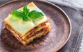 Portion of classic lasagne Royalty Free Stock Photo