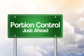 Portion Control Just Ahead Green Road Sign Royalty Free Stock Photo