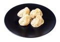 Portion of cooked Manti on black plate isolated Royalty Free Stock Photo