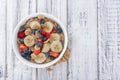 Portion of Cornflakes with fresh Fruits