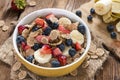 Portion of Cornflakes with fresh Fruits