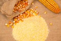 Portion of Cornmeal on rustic background