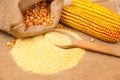 Portion of Cornmeal on rustic background