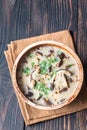 Portion of creamy mushroom soup Royalty Free Stock Photo